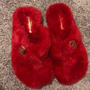 New Michael Kors faux fur red slippers 7